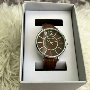 Rossaris Brown Leather Strap Watch, with a matching brown face.